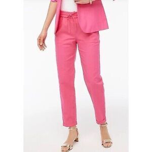 NWT J. Crew Women's Linen Cotton Drawstring Pants Pink Size 14 Style AL464